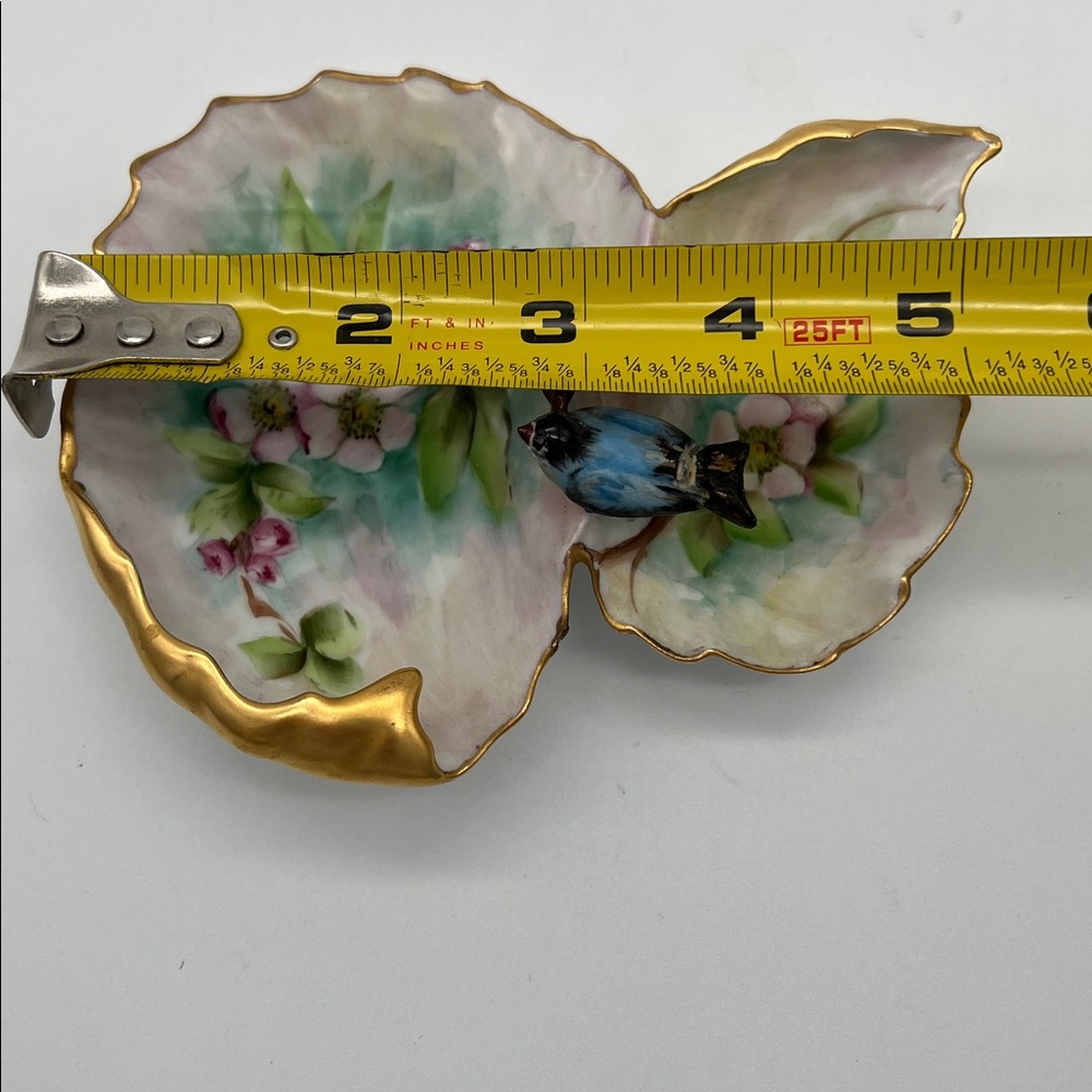 Vintage M.C.E. Peterson Signed Hand-Painted Lusterware Floral Porcelain Dish - Picture 8 of 9